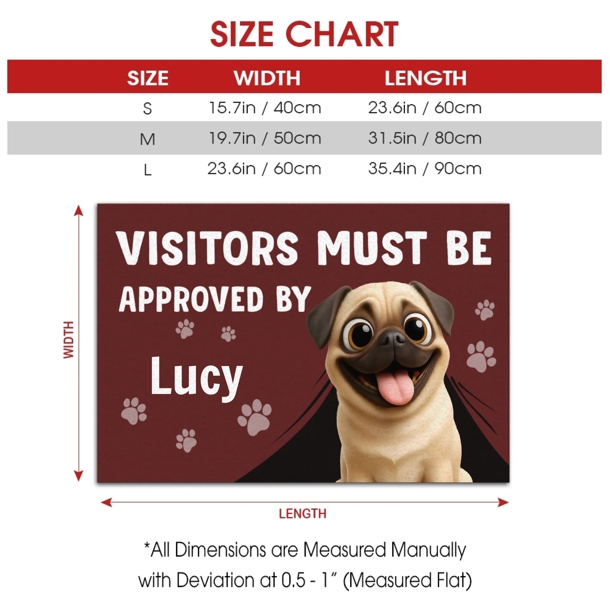 Unique Customized Pug Doormat Present - Visitors Must Be Approved By | 89Prints