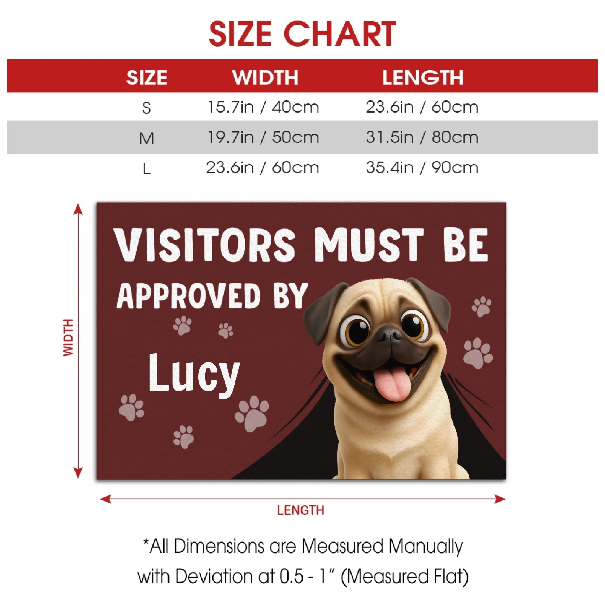 Unique Customized Pug Doormat Present - Visitors Must Be Approved By | 89Prints