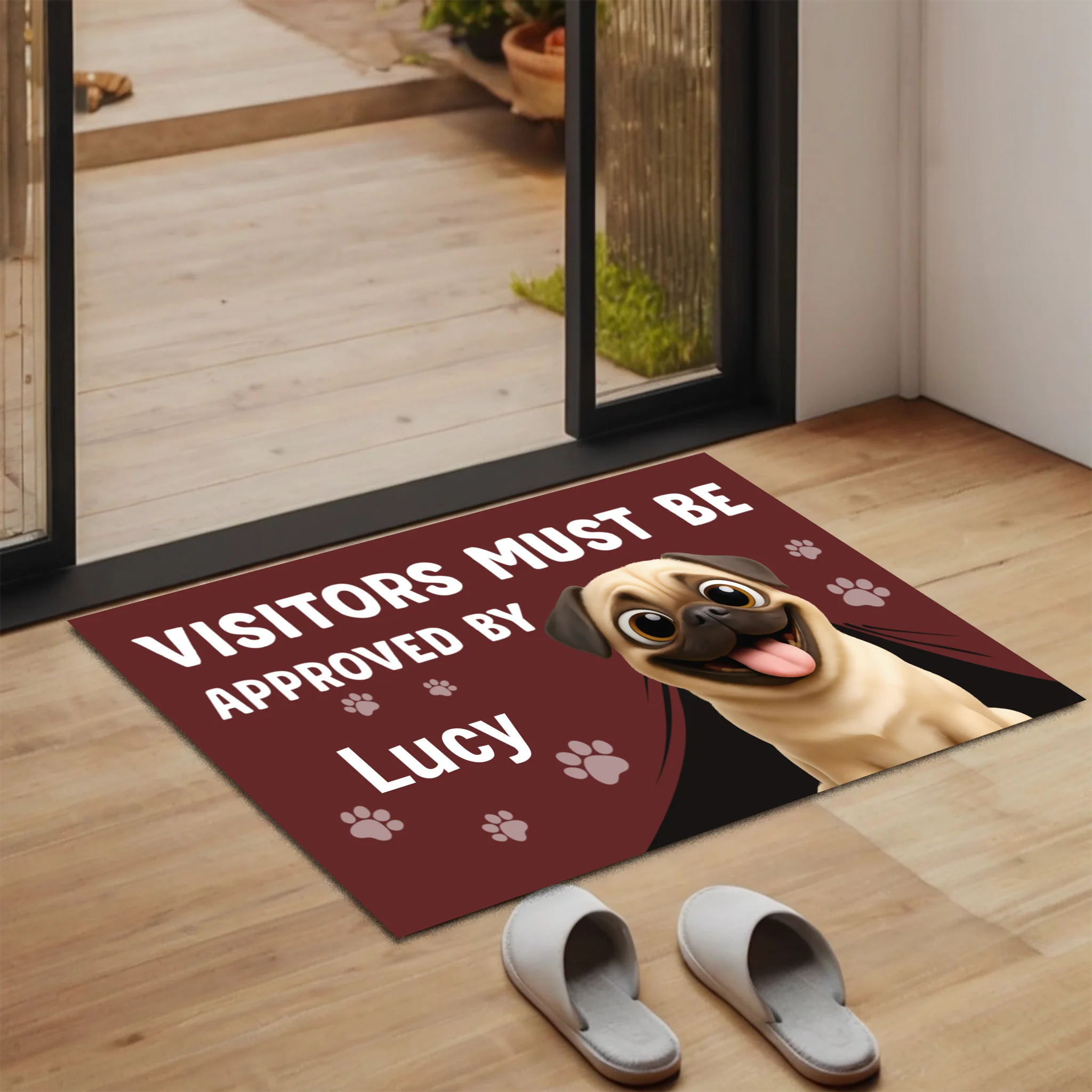 Unique Customized Pug Doormat Present - Visitors Must Be Approved By | 89Prints