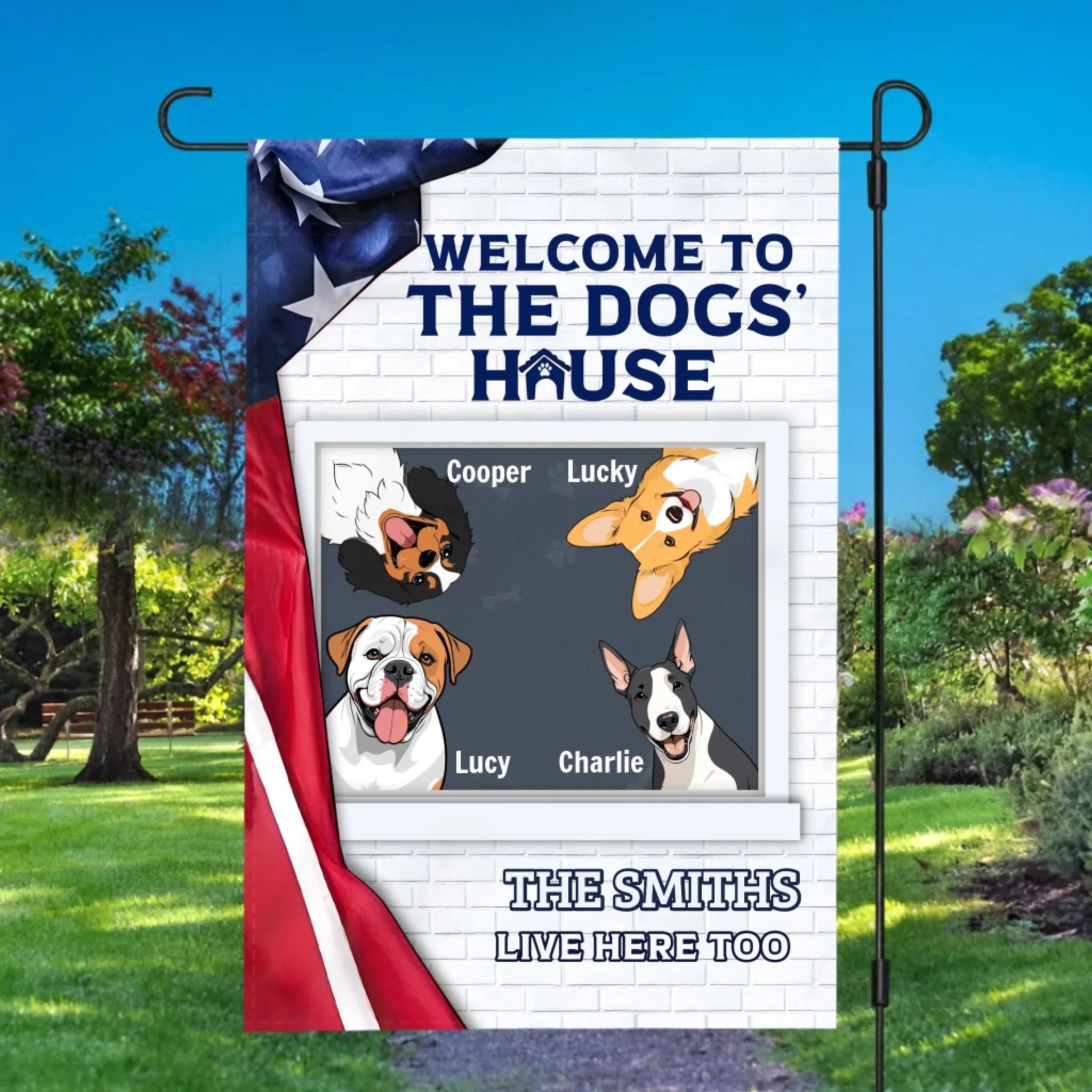 Welcome To The Dog's House Flag – Personalized Icons & Names By 89Prints