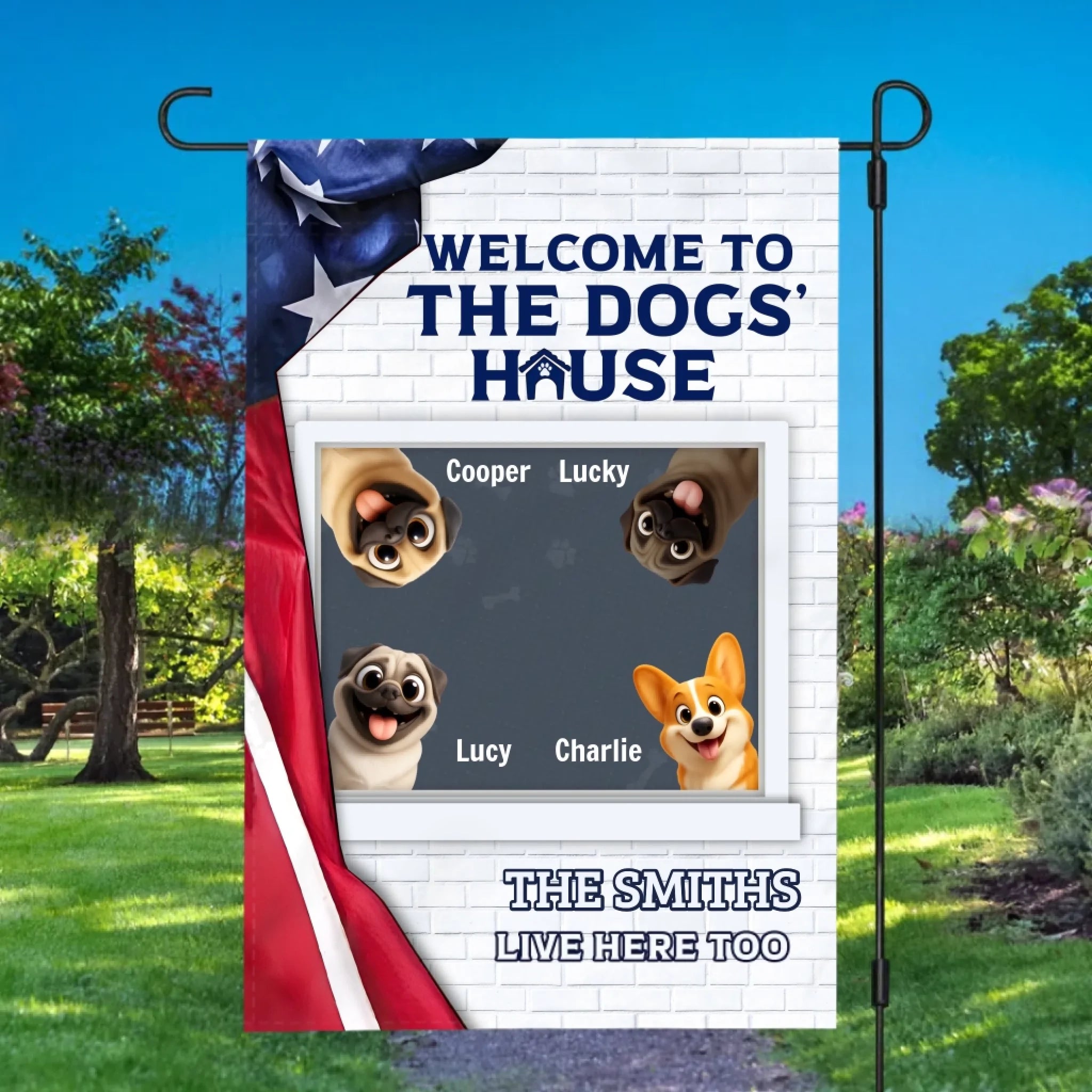 Meaningful Personalized Pug Garden Flag Gift - Welcome To The Dog's House | 89Prints