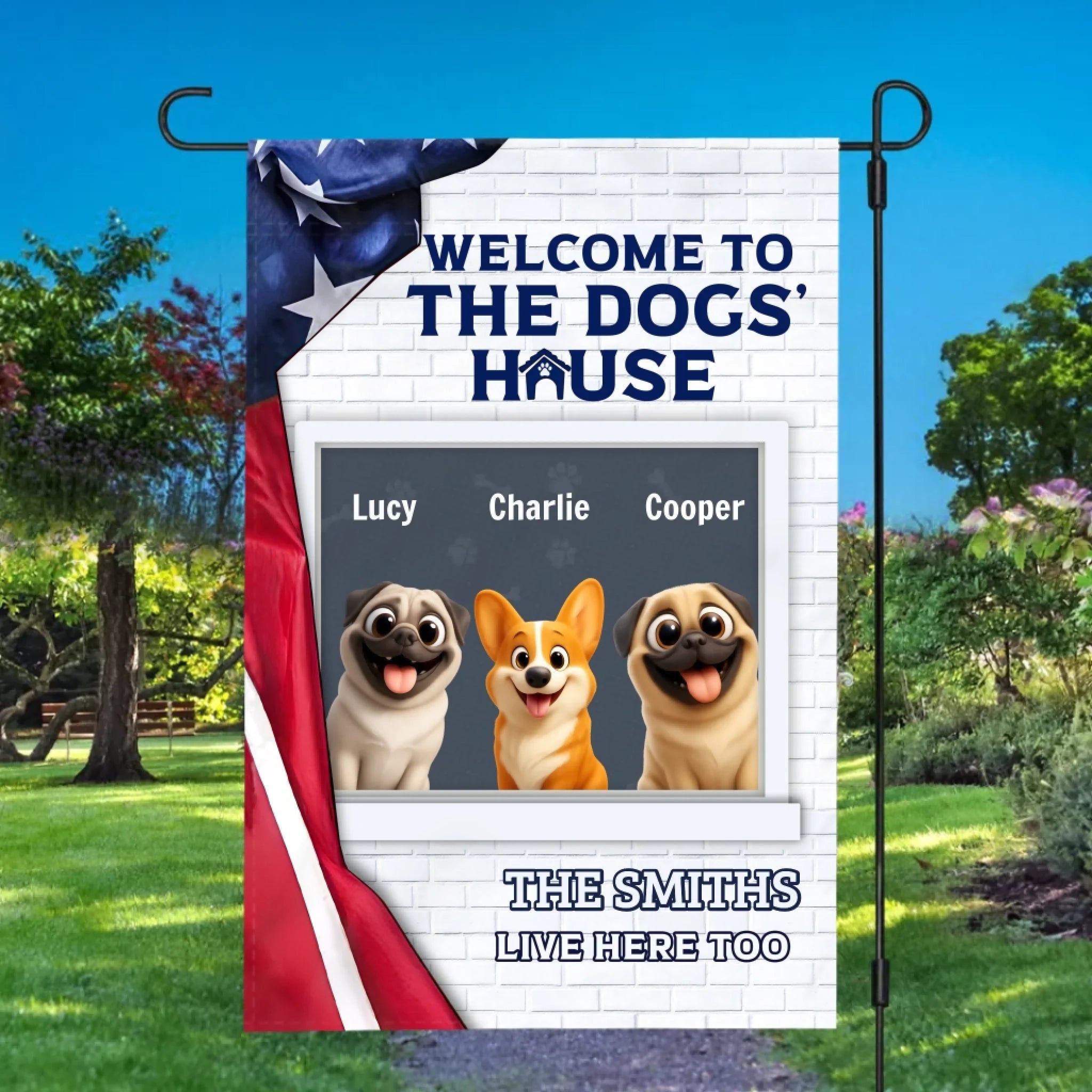 Meaningful Personalized Pug Garden Flag Gift - Welcome To The Dog's House | 89Prints