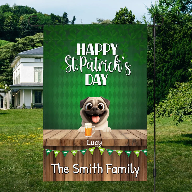 Unforgettable Personalized Pug Garden Flag Gift - Happy St.Patrick's Day | 89Prints