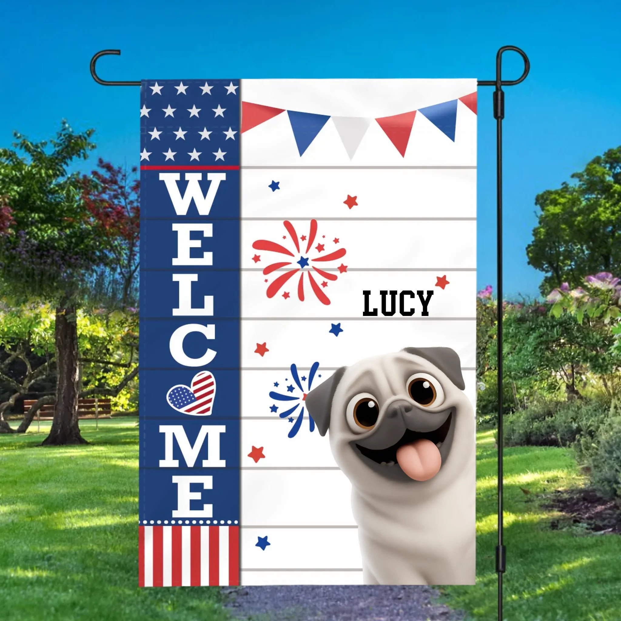 Meaningful Personalized Pug Welcome Garden Flag Present For Your Home | 89Prints