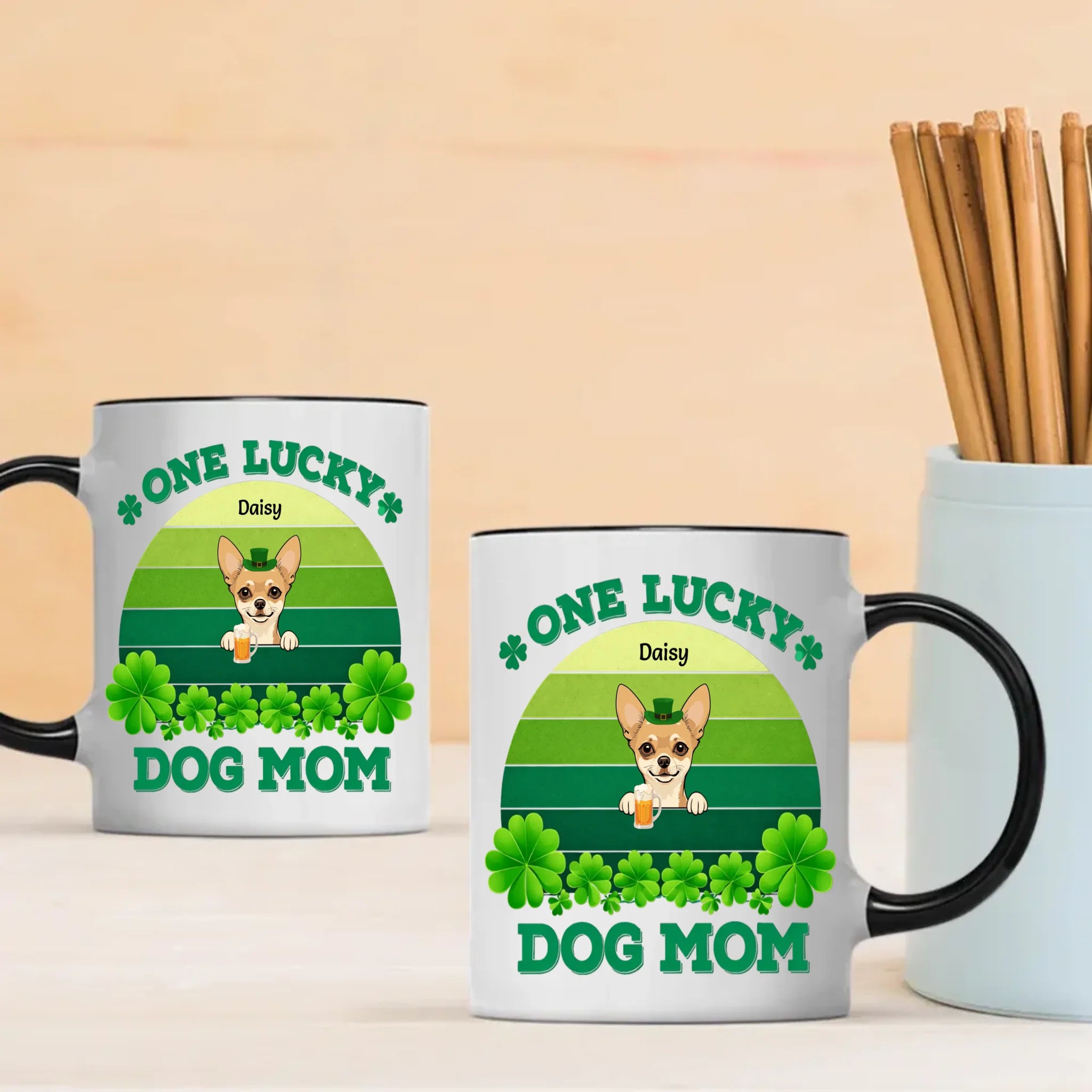 St. Patrick’s Day Custom Pet Mug For Dog Moms – Personalized Rainbow Gift - 89Prints