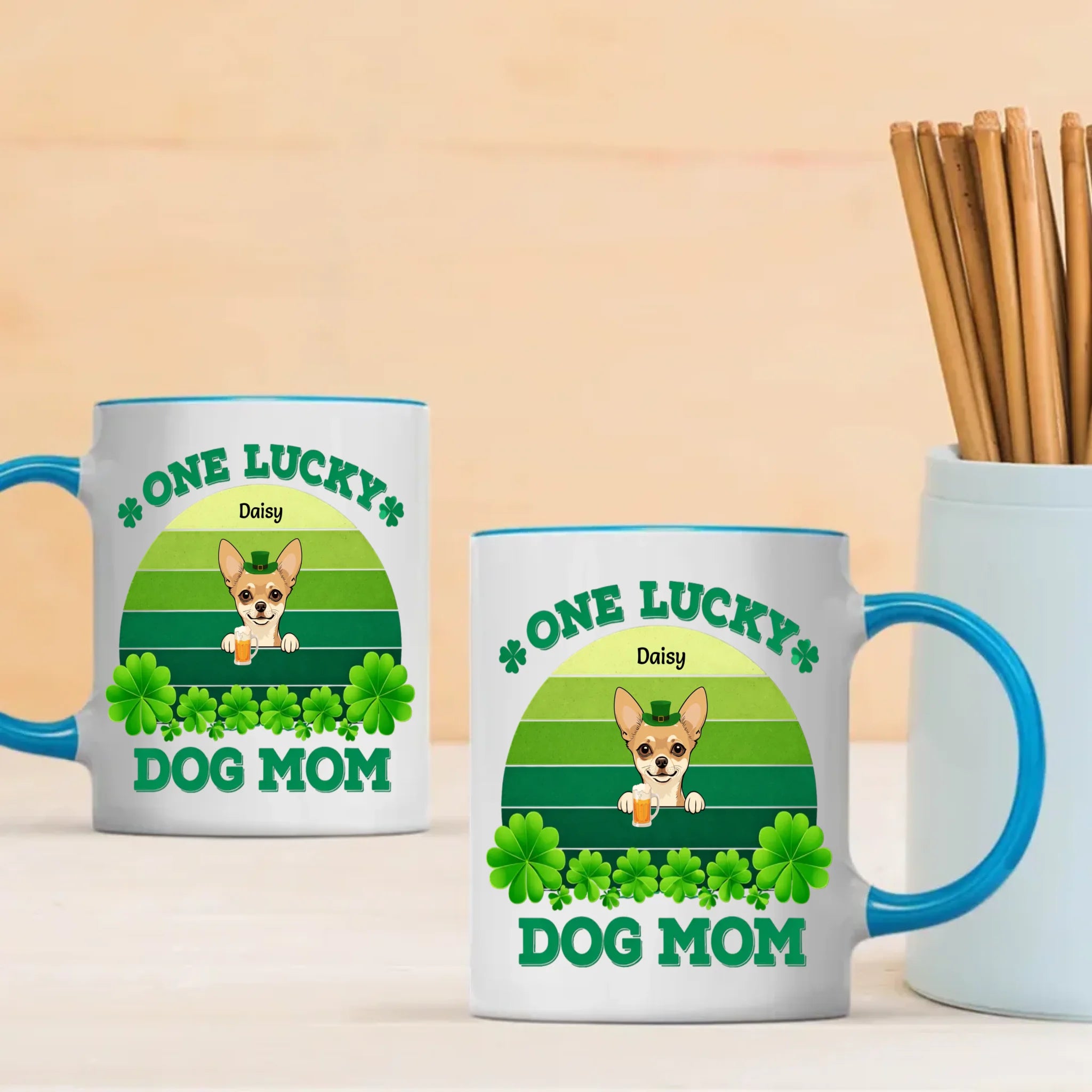 St. Patrick’s Day Custom Pet Mug For Dog Moms – Personalized Rainbow Gift - 89Prints