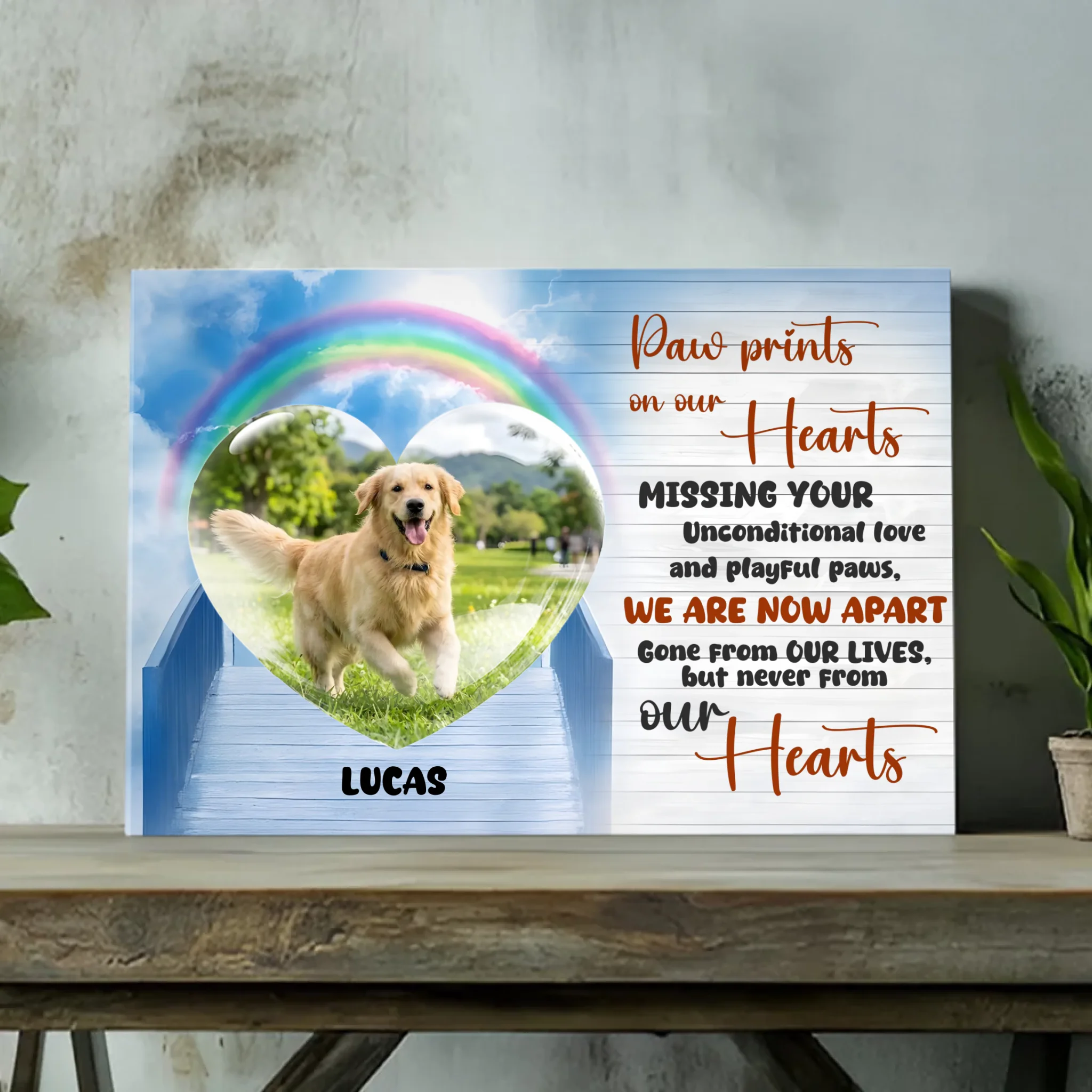 Special Customized Dog Canvas Wall Art Gift - Paw Prints On Our Hearts | 89Prints