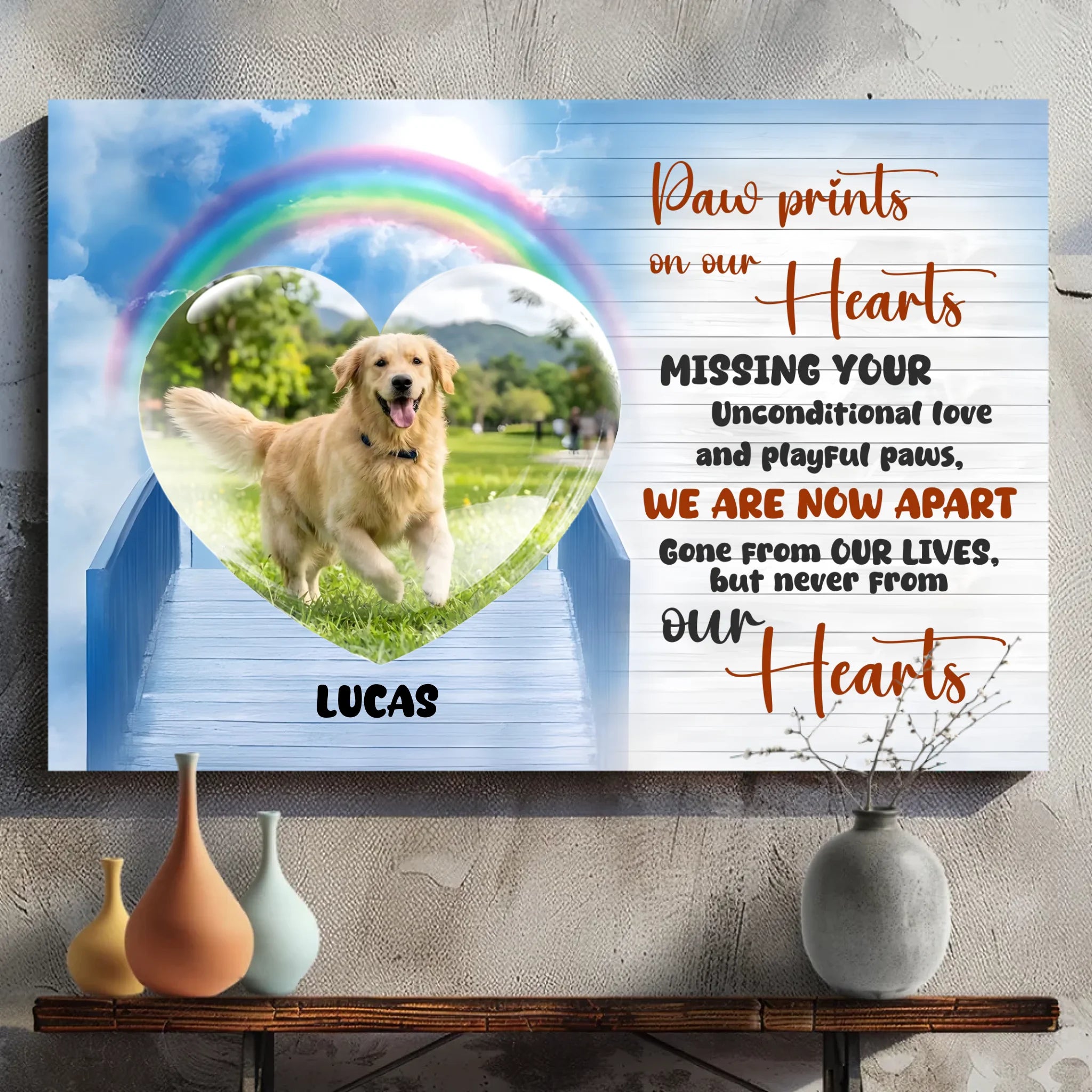 Special Customized Dog Canvas Wall Art Gift - Paw Prints On Our Hearts | 89Prints