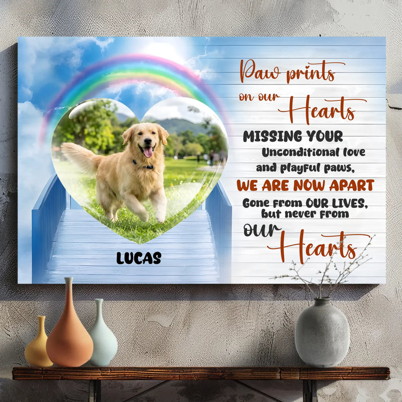 Special Customized Dog Canvas Wall Art Gift - Paw Prints On Our Hearts | 89Prints