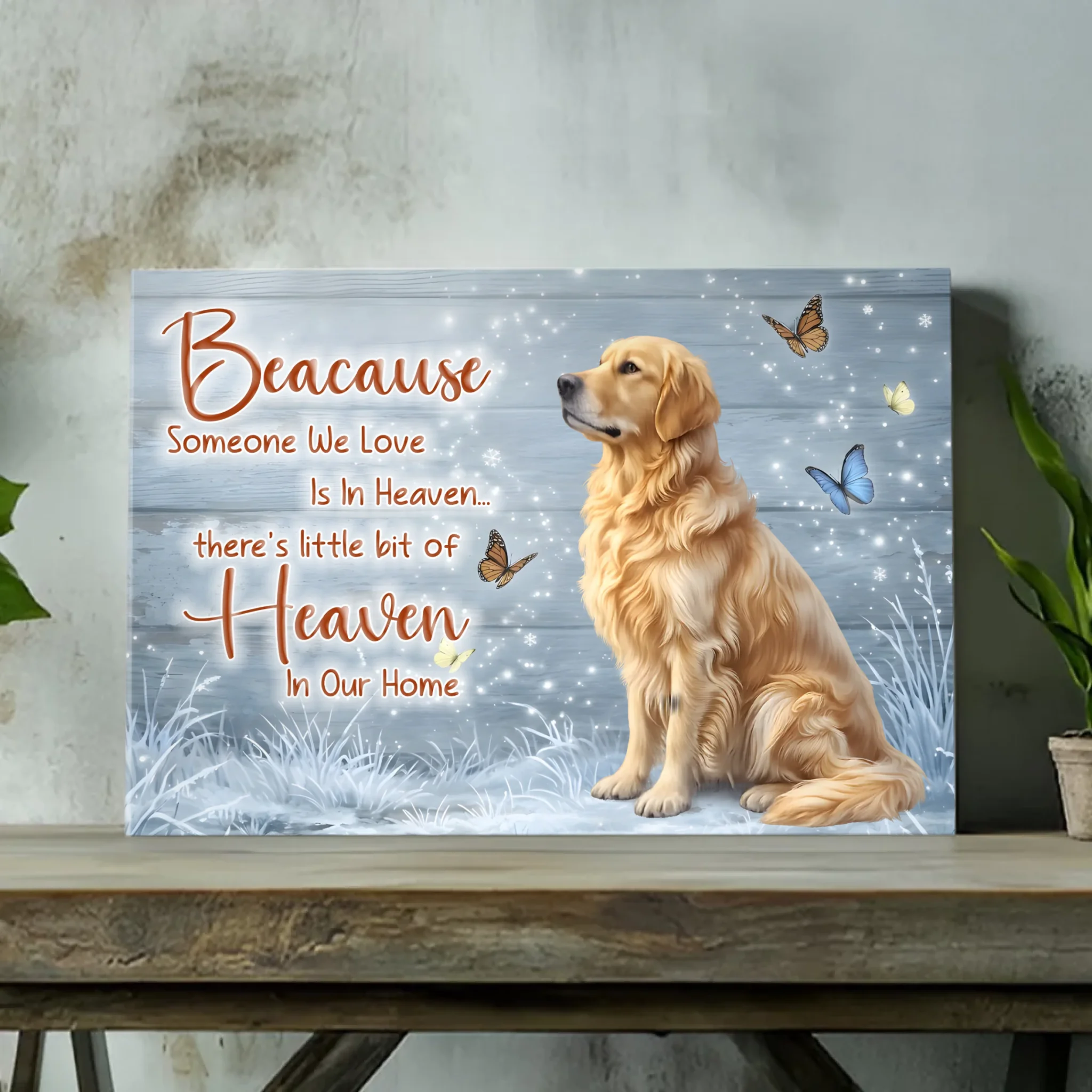 Custom Dog Memorial Canvas – Someone We Love Is In Heaven by 89Prints