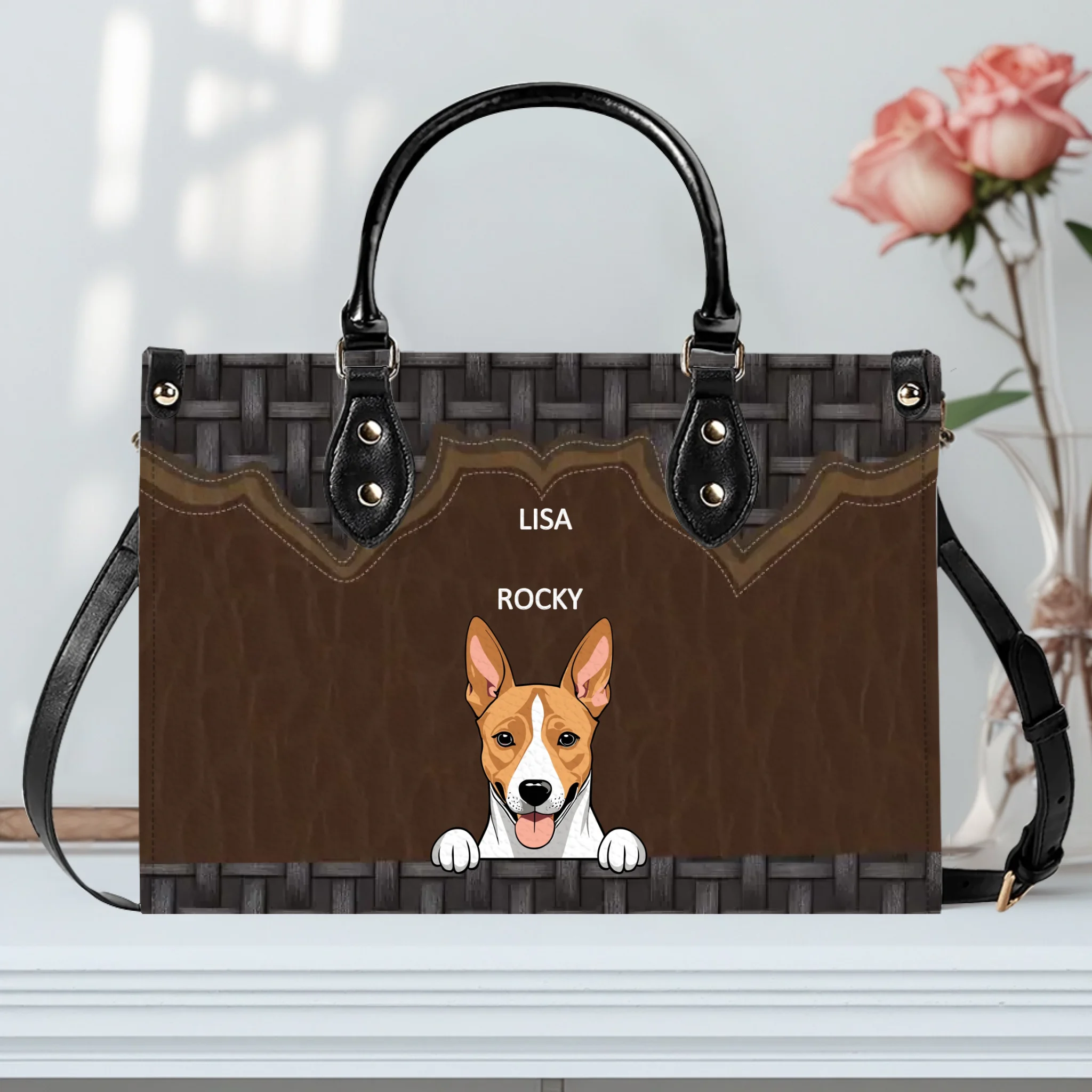 Personalized Dog Bag - Rustic Woven Leather Dog Handbag Gift Ideas For Dog Owners - 89Prints