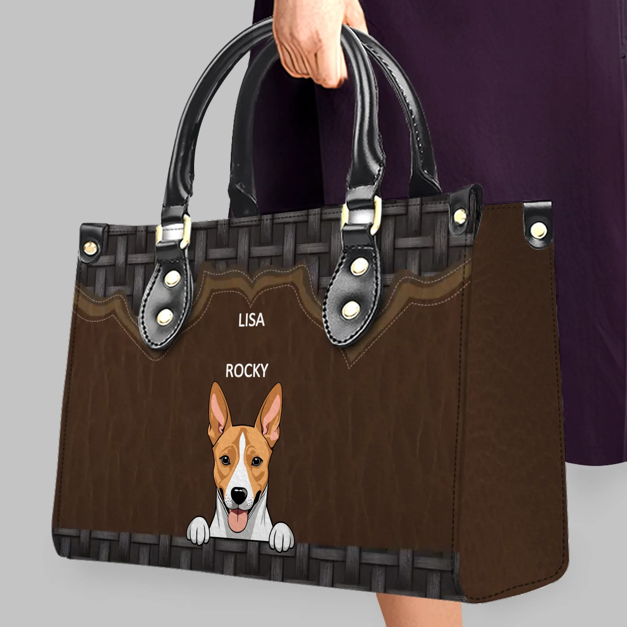 Personalized Dog Bag - Rustic Woven Leather Dog Handbag Gift Ideas For Dog Owners - 89Prints