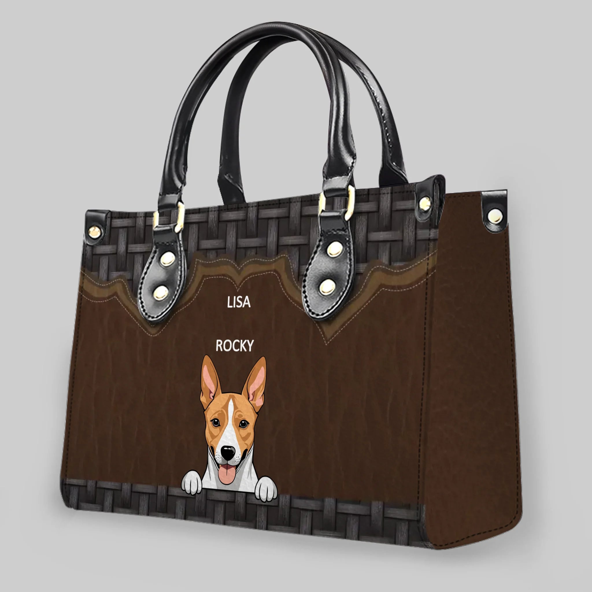 Personalized Dog Bag - Rustic Woven Leather Dog Handbag Gift Ideas For Dog Owners - 89Prints