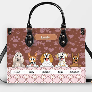 Custom Dog Bag for Dog Lovers - Playful Dogs Peeking Over Edge Handbag - 89Prints
