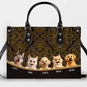 Personalized Pet Art & Names for Dog/Cat Lovers - Luxury Baroque Pattern Handbag – 89Prints