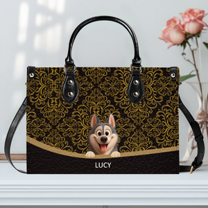 Personalized Pet Art & Names for Dog/Cat Lovers - Luxury Baroque Pattern Handbag – 89Prints