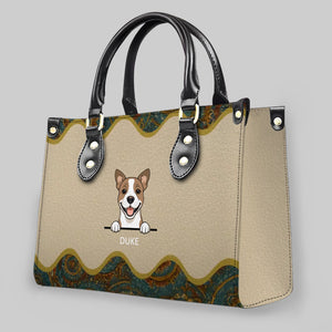 Custom Leather Handbag for Dog Lovers - Vintage Ornamental Wave Dog Handbag – 89Prints
