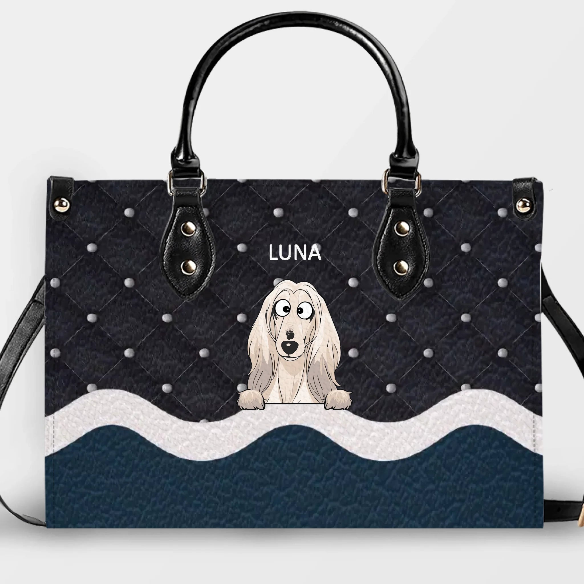 Personalised Dog Handbag For Woman - Elegant Quilted Wave Dog Bag for Dog Owners- 89Prints