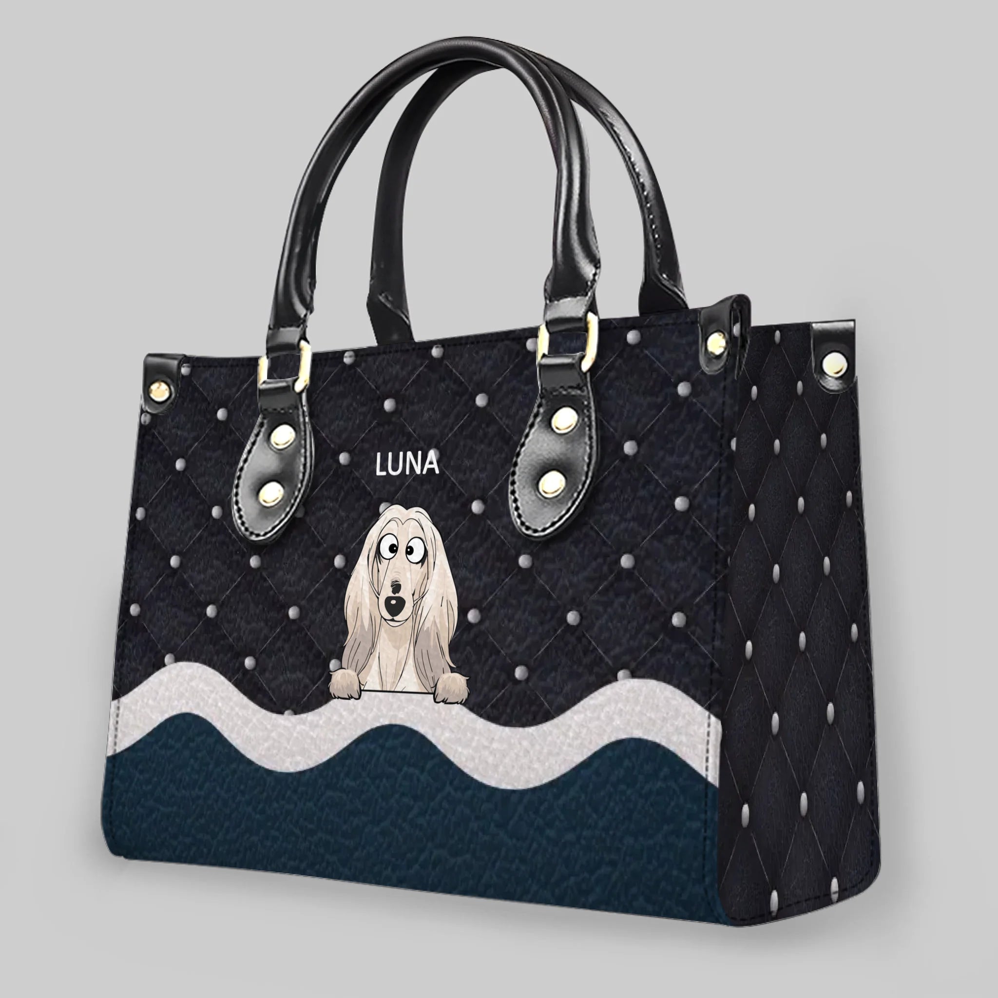 Personalised Dog Handbag For Woman - Elegant Quilted Wave Dog Bag for Dog Owners- 89Prints