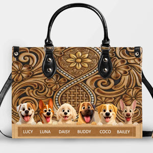 Personalized Dog Handbags - Vintage Tooled Leather Floral Dog Handbag for Dog Mom – 89Prints