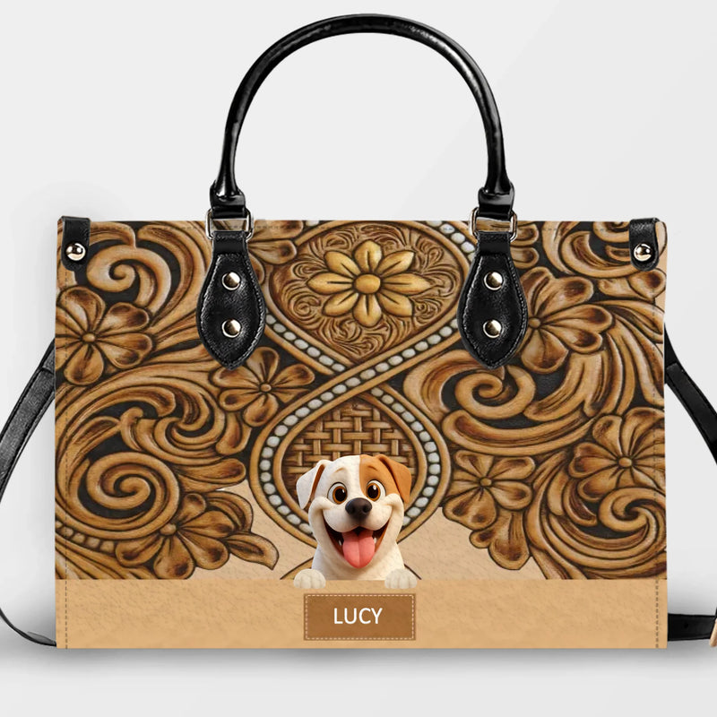 Personalized Dog Handbags - Vintage Tooled Leather Floral Dog Handbag for Dog Mom – 89Prints