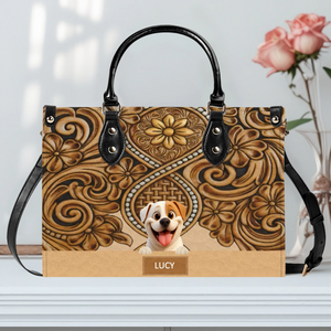 Personalized Dog Handbags - Vintage Tooled Leather Floral Dog Handbag for Dog Mom – 89Prints