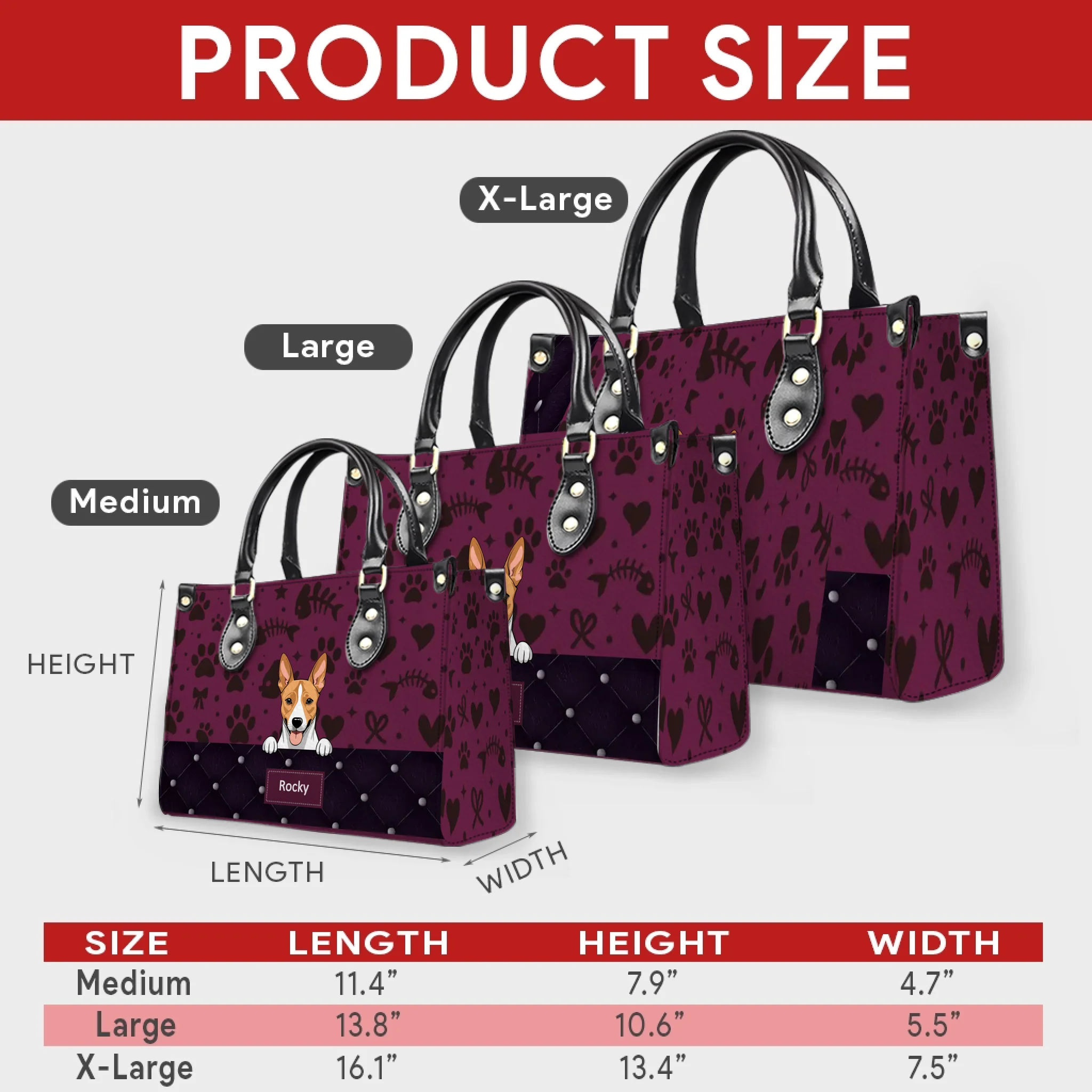 Custom Dog Lovers Leather Handbag With Dog Art  - Cute Paw Print Pet Handbag - 89Prints
