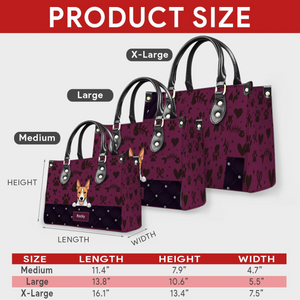 Custom Dog Lovers Leather Handbag With Dog Art  - Cute Paw Print Pet Handbag - 89Prints