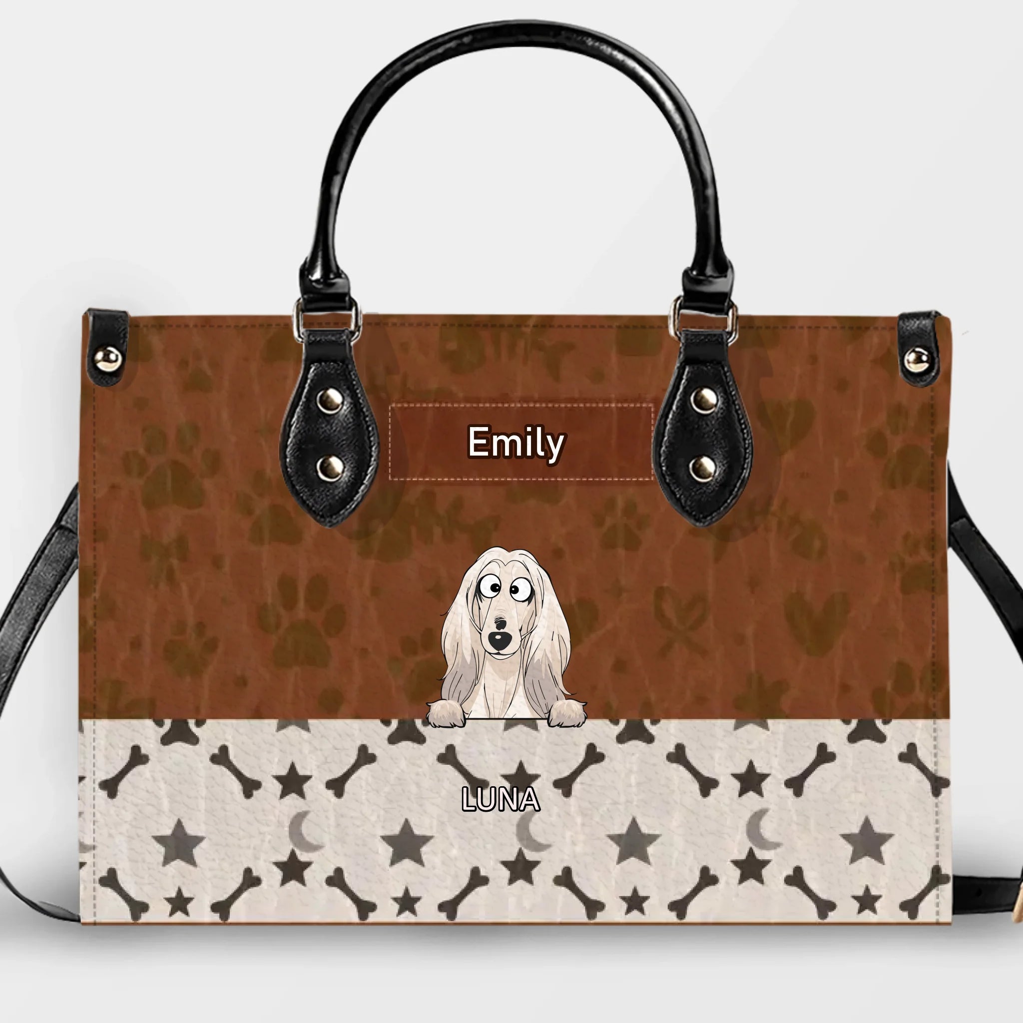Personalized Dog Mom Bag - Fun Paw & Bone Pattern Dog Handbag For Dog Lovers - 89Prints