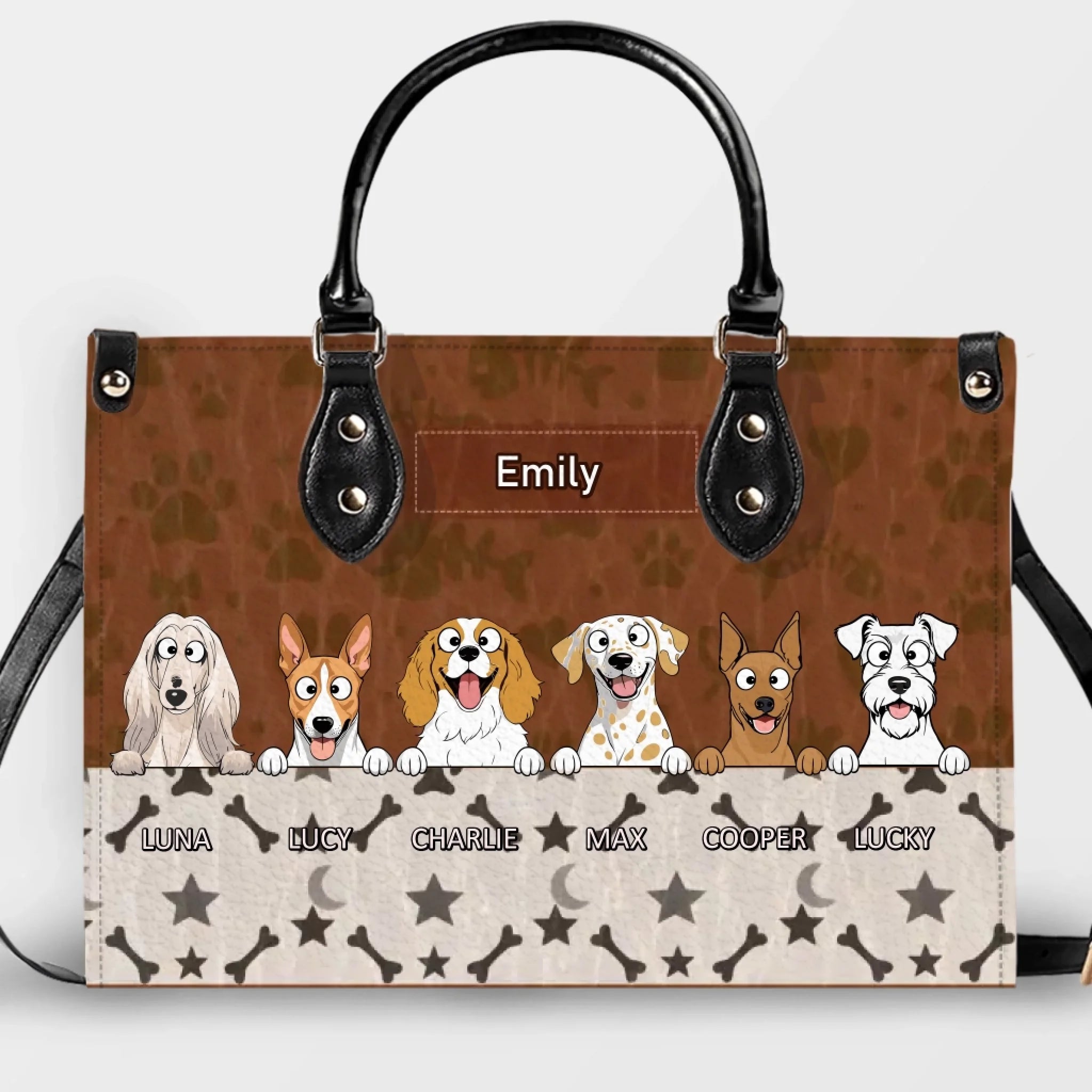 Personalized Dog Mom Bag - Fun Paw & Bone Pattern Dog Handbag For Dog Lovers - 89Prints