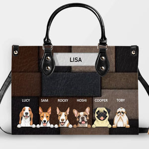 Customized Name Handbag For Women - Vintage Patchwork Leather Dog Lover Handbag - 89Prints