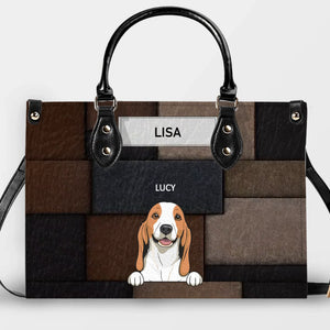 Customized Name Handbag For Women - Vintage Patchwork Leather Dog Lover Handbag - 89Prints