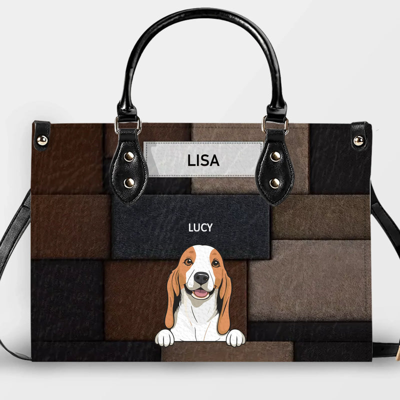 Customized Name Handbag For Women - Vintage Patchwork Leather Dog Lover Handbag - 89Prints