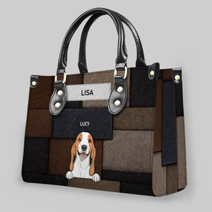 Customized Name Handbag For Women - Vintage Patchwork Leather Dog Lover Handbag - 89Prints