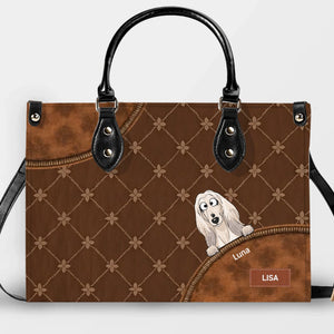 Custom Dog Mom Handbag - Quilted Leather Dogs Peeking Handbag for Dog Sitters - 89Prints