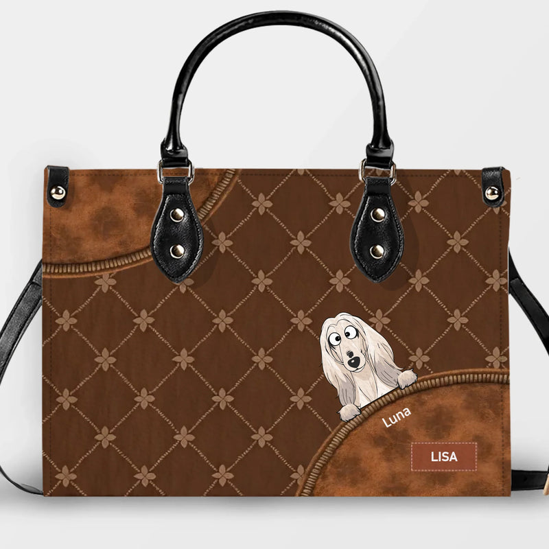 Custom Dog Mom Handbag - Quilted Leather Dogs Peeking Handbag for Dog Sitters - 89Prints
