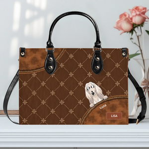 Custom Dog Mom Handbag - Quilted Leather Dogs Peeking Handbag for Dog Sitters - 89Prints