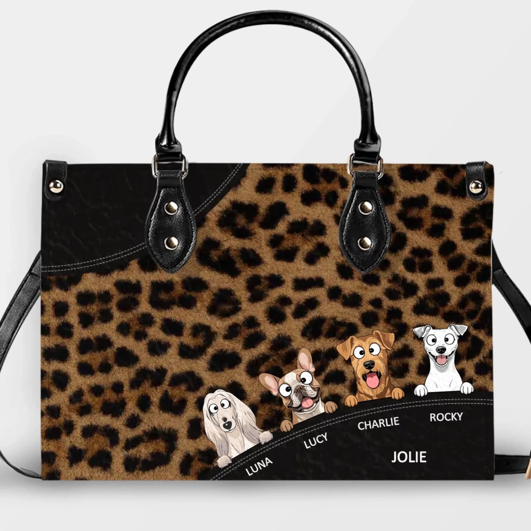 Customized Mother's Day Handbag - Leopard Print Dog Mom Handbag - 89Prints