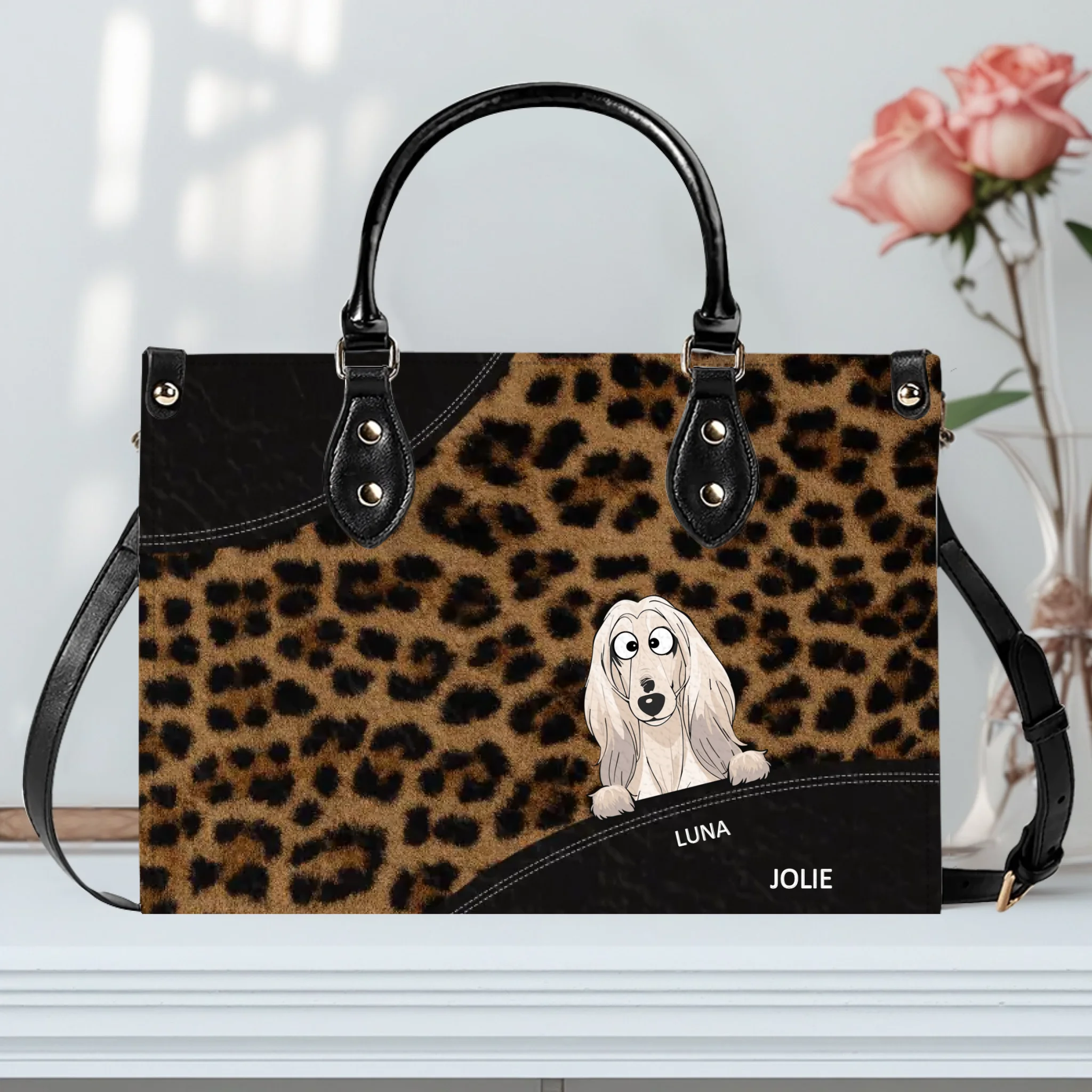 Customized Mother's Day Handbag - Leopard Print Dog Mom Handbag - 89Prints