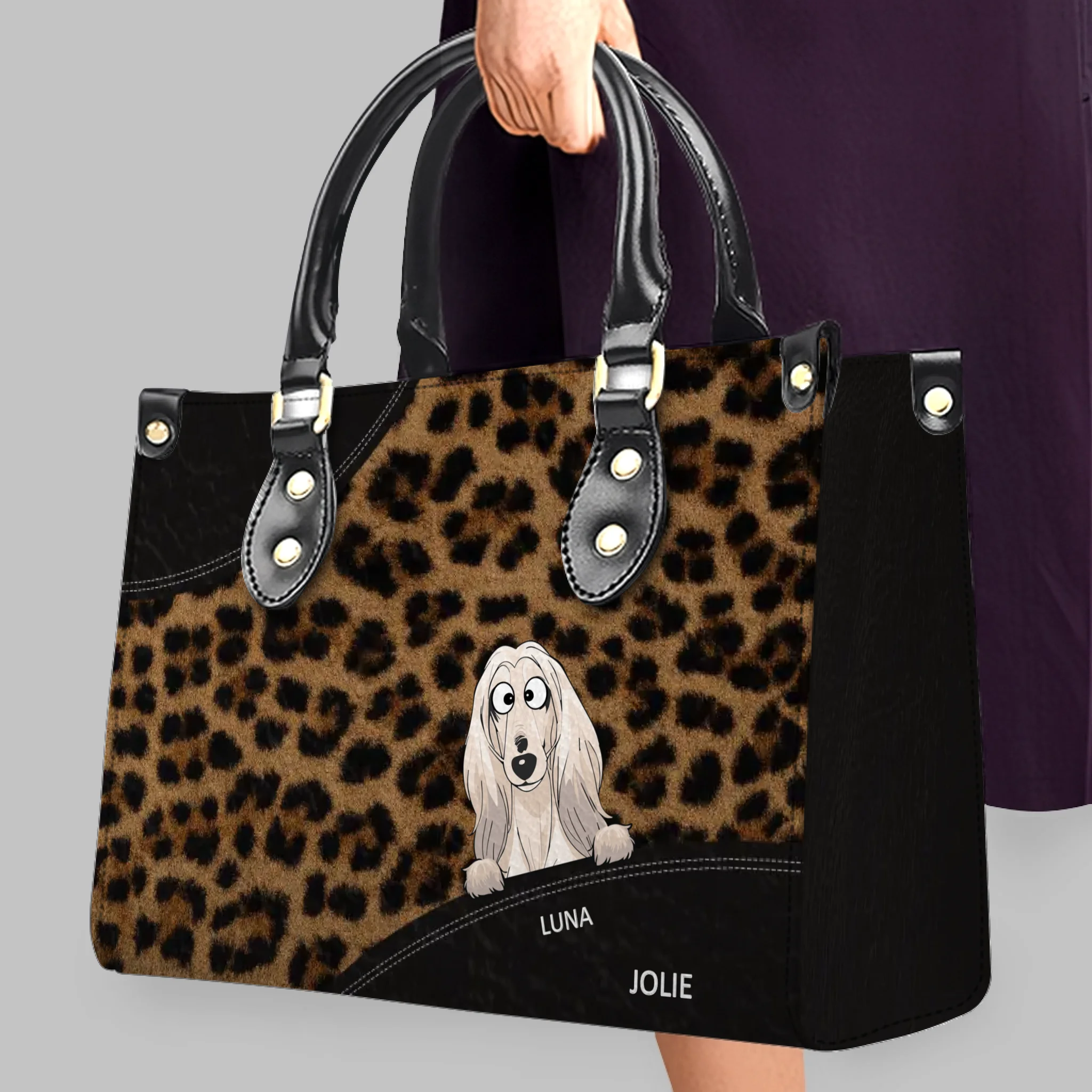 Customized Mother's Day Handbag - Leopard Print Dog Mom Handbag - 89Prints