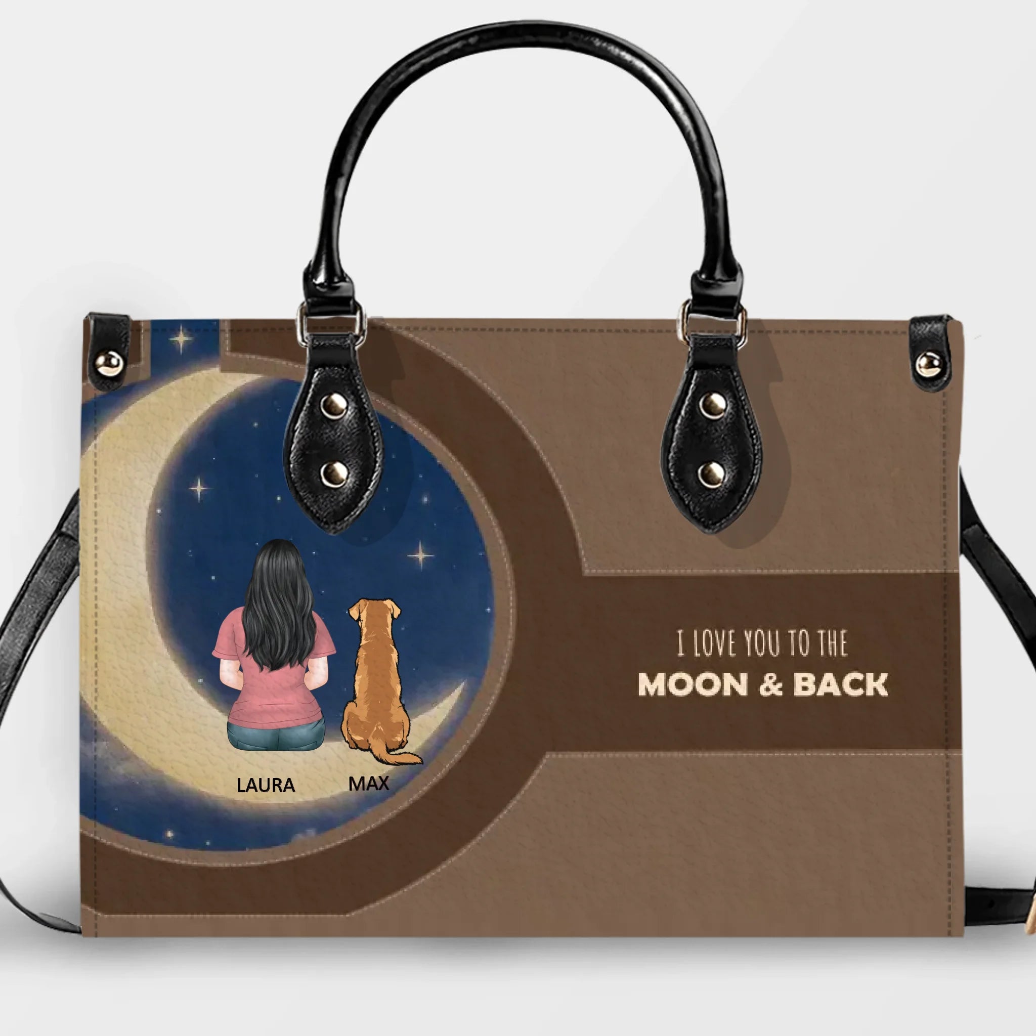 Custom Human & Dog Handbag - I Love You To The Moon & Back Handbag - 89Prints