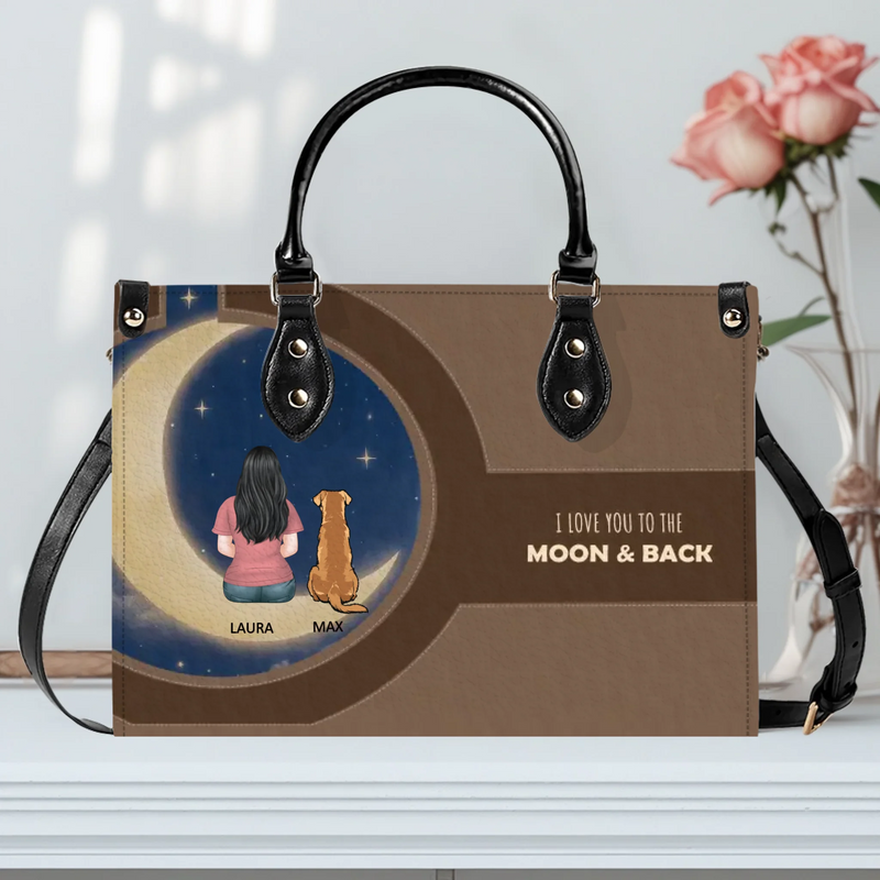 Custom Human & Dog Handbag - I Love You To The Moon & Back Handbag - 89Prints