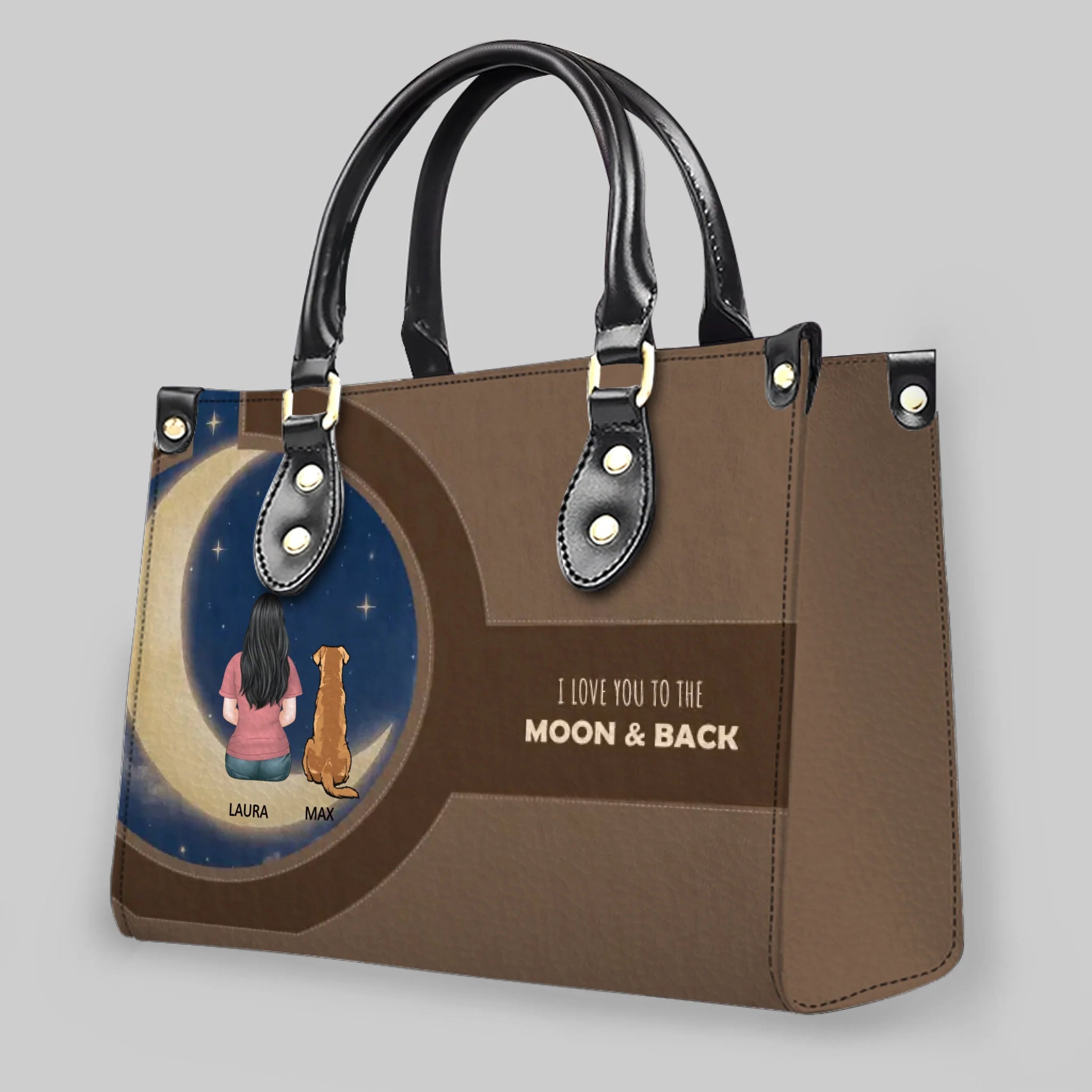 Custom Human & Dog Handbag - I Love You To The Moon & Back Handbag - 89Prints