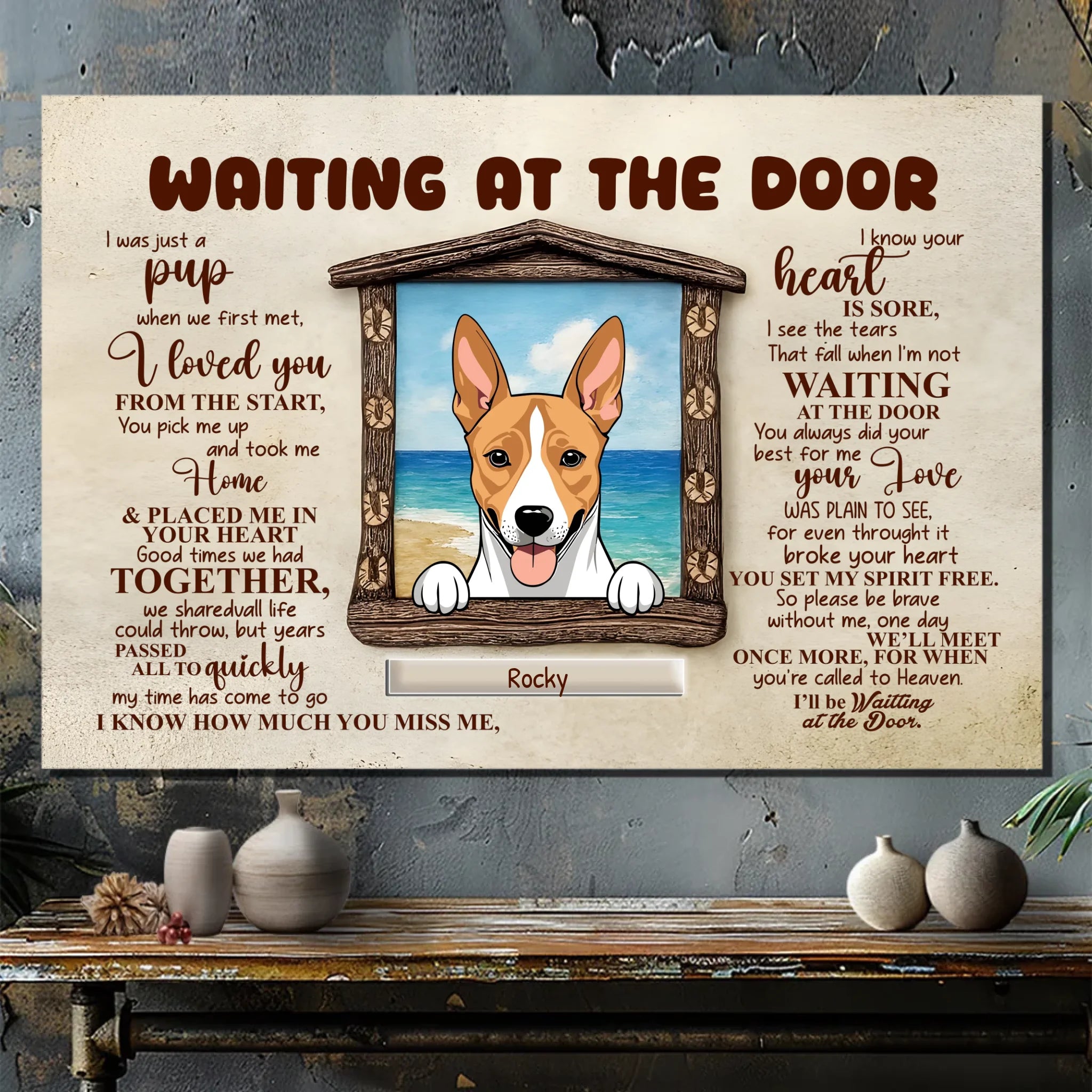 Personalized Dog Memorial Canvas Gift - Waiting At The Door | 89Prints