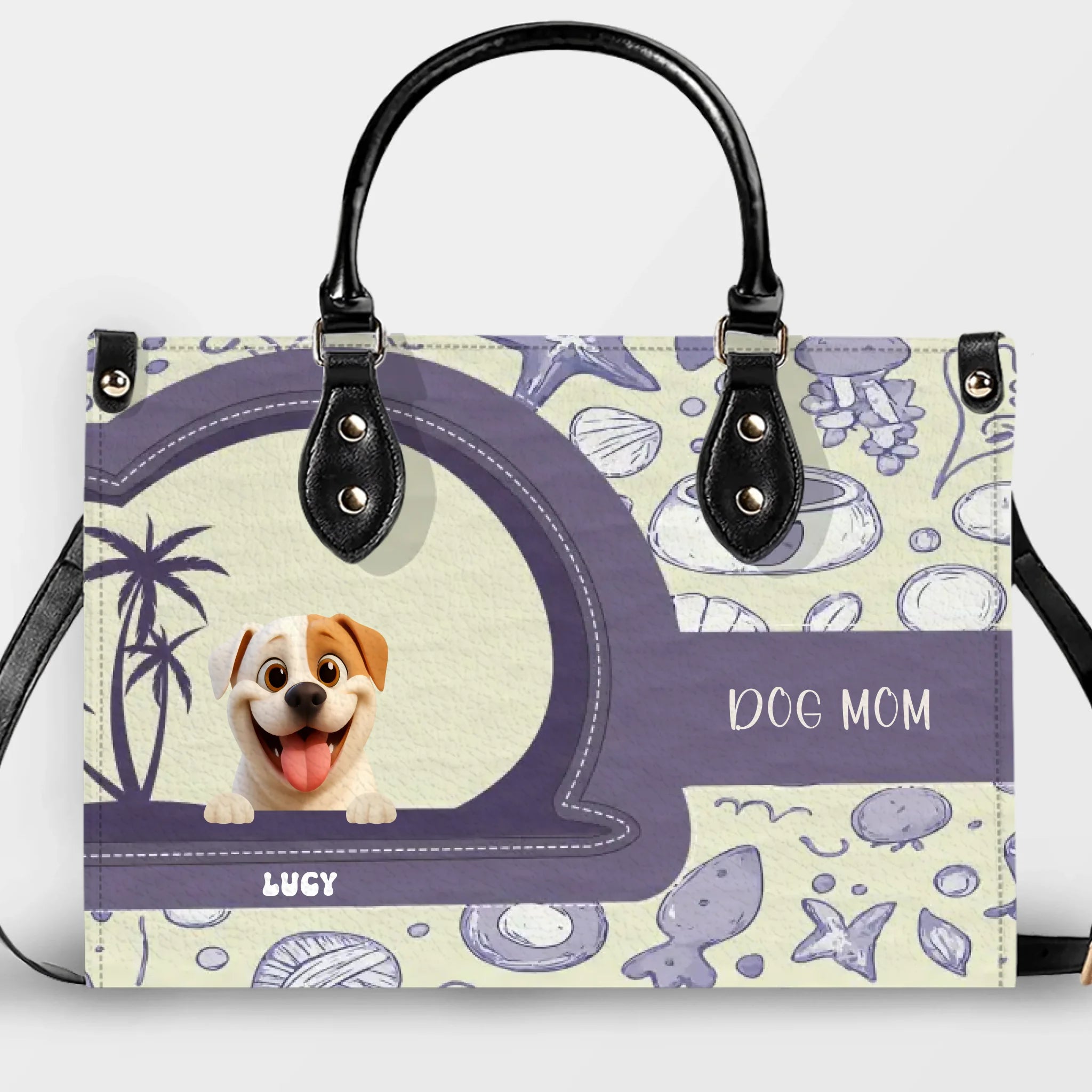 Ocean Seashell Doodle Pattern Dog Handbag – Custom Dog Art & Best Gifts For Dog Owners - 89Prints