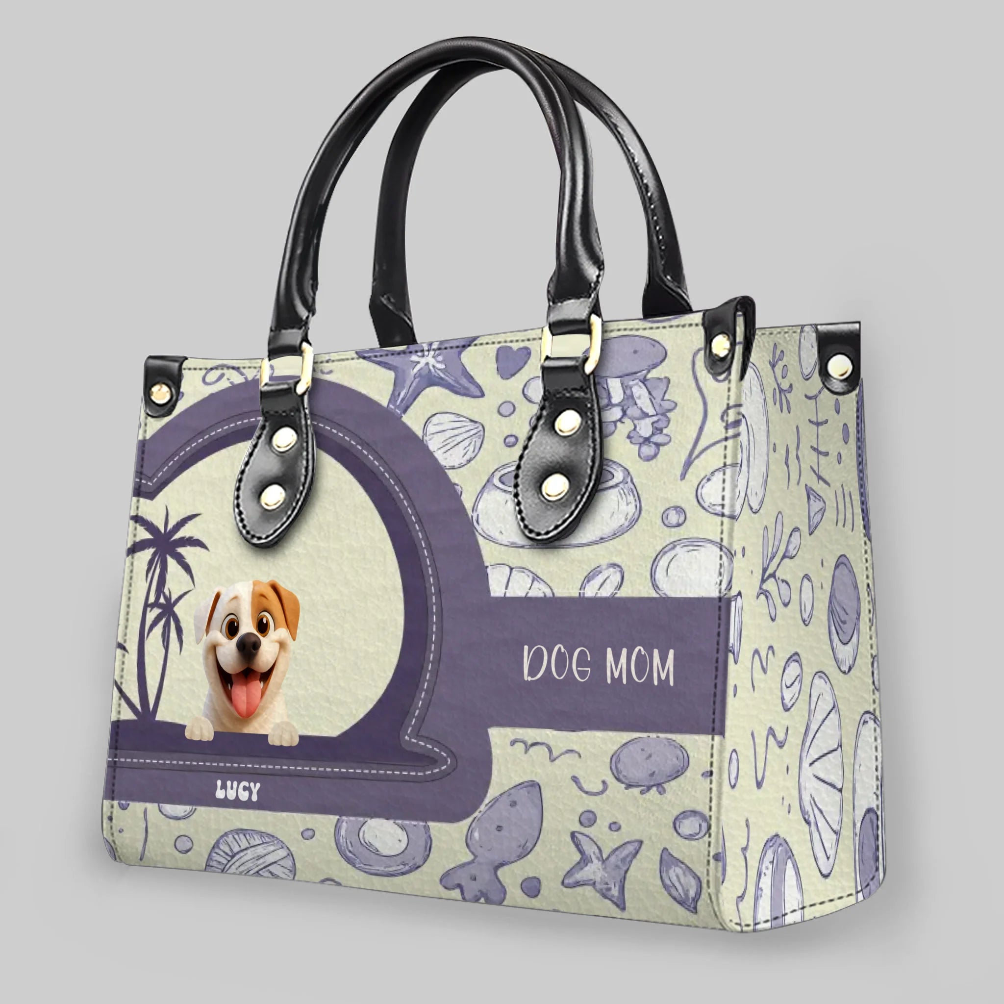 Ocean Seashell Doodle Pattern Dog Handbag – Custom Dog Art & Best Gifts For Dog Owners - 89Prints