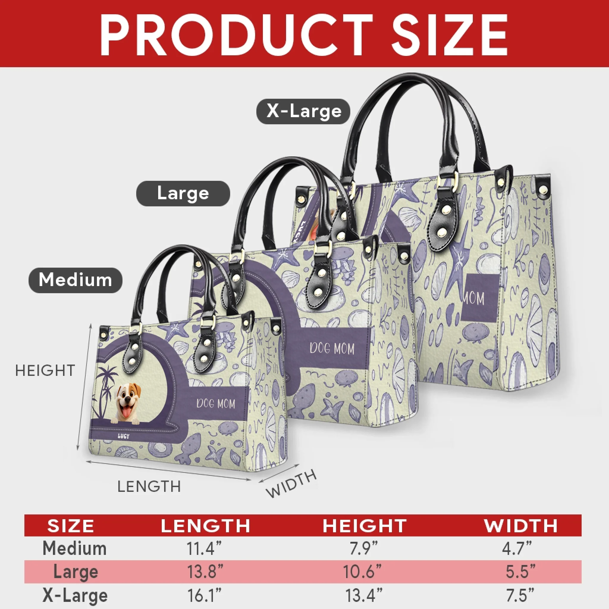Ocean Seashell Doodle Pattern Dog Handbag – Custom Dog Art & Best Gifts For Dog Owners - 89Prints