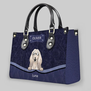 Ornamental Embossed Pattern Dog Handbag – Custom Dog illustration Present for Dog Mom - 89Prints
