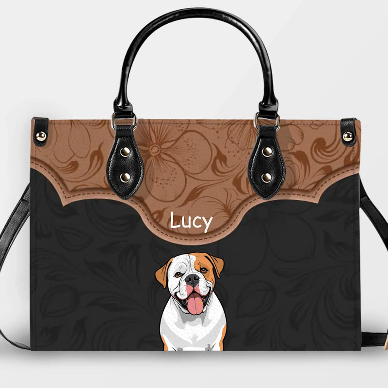 Floral Curved Panel Pet Artwork Handbag – Custom Dog Art & Name Gift for Dog Lovers - 89prints