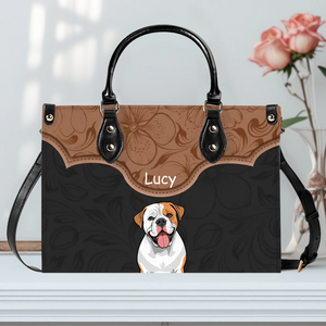 Floral Curved Panel Pet Artwork Handbag – Custom Dog Art & Name Gift for Dog Lovers - 89prints